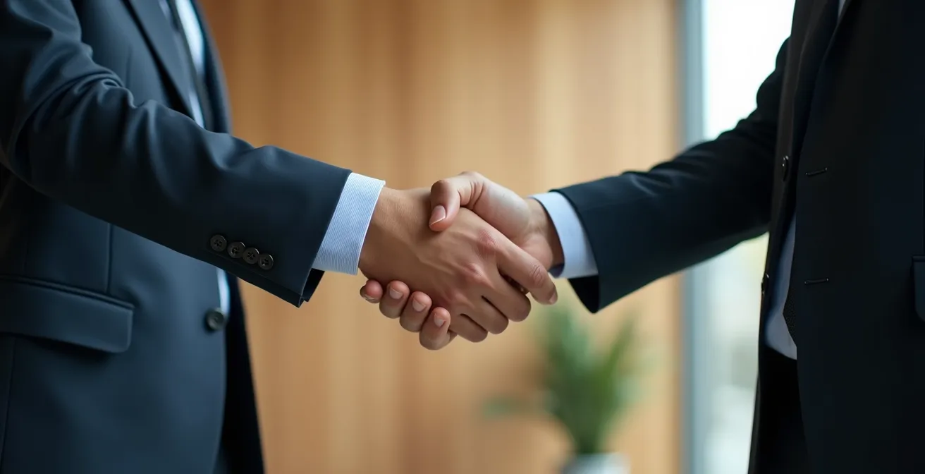 Poignée de main professionnelle entre courtier et client
