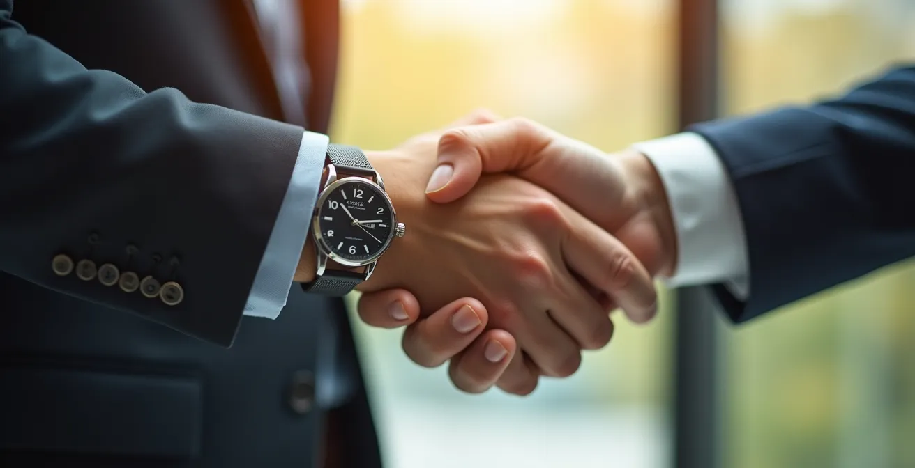 Poignée de main professionnelle lors d'une négociation